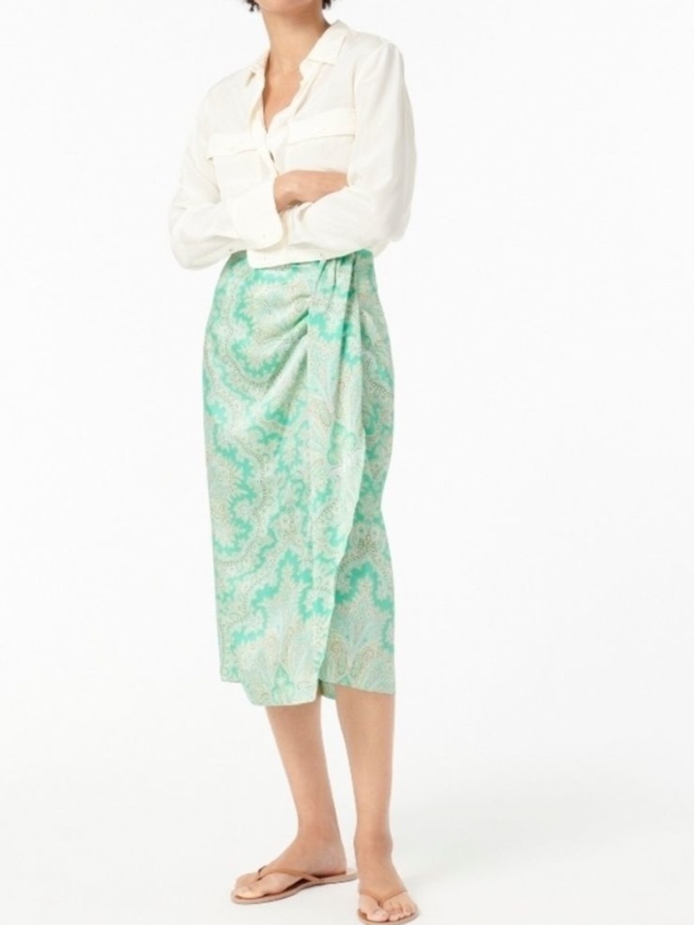 J.  Crew Collection sarong skirt in Aqua Ratti pendant paisley. 16 NWT